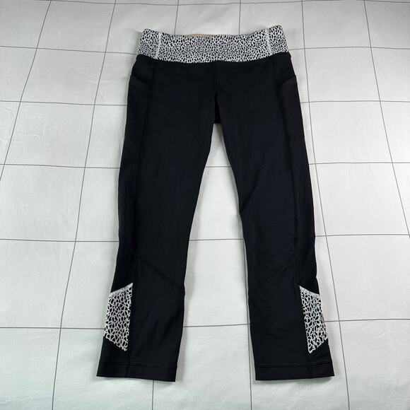 Lululemon Leggings Womens 6 Black Pace Rival Miss Mosaic Running Athletic Crop - Picture 2 of 11